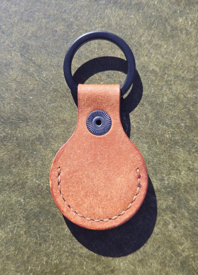 Leather Air Tag Holder | Cognac (Havana Cigar stitch)