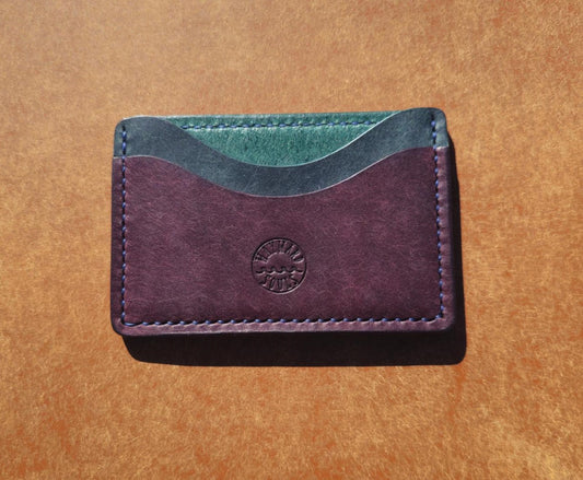 Slider Leather Card Holder | Purple on Ocean Blue