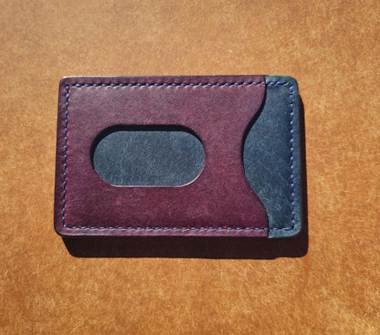 Slider Leather Card Holder | Purple on Ocean Blue