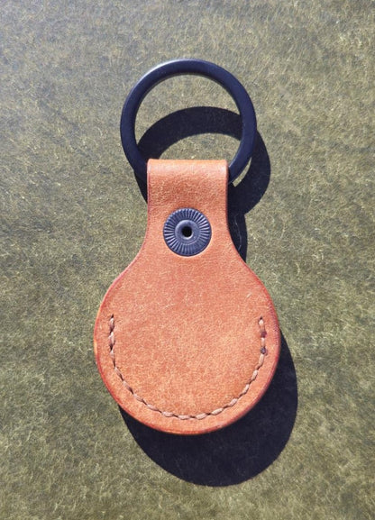 Leather Air Tag Holder | Cognac (Havana Cigar stitch)