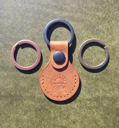 Leather Air Tag Holder | Cognac (Havana Cigar stitch)